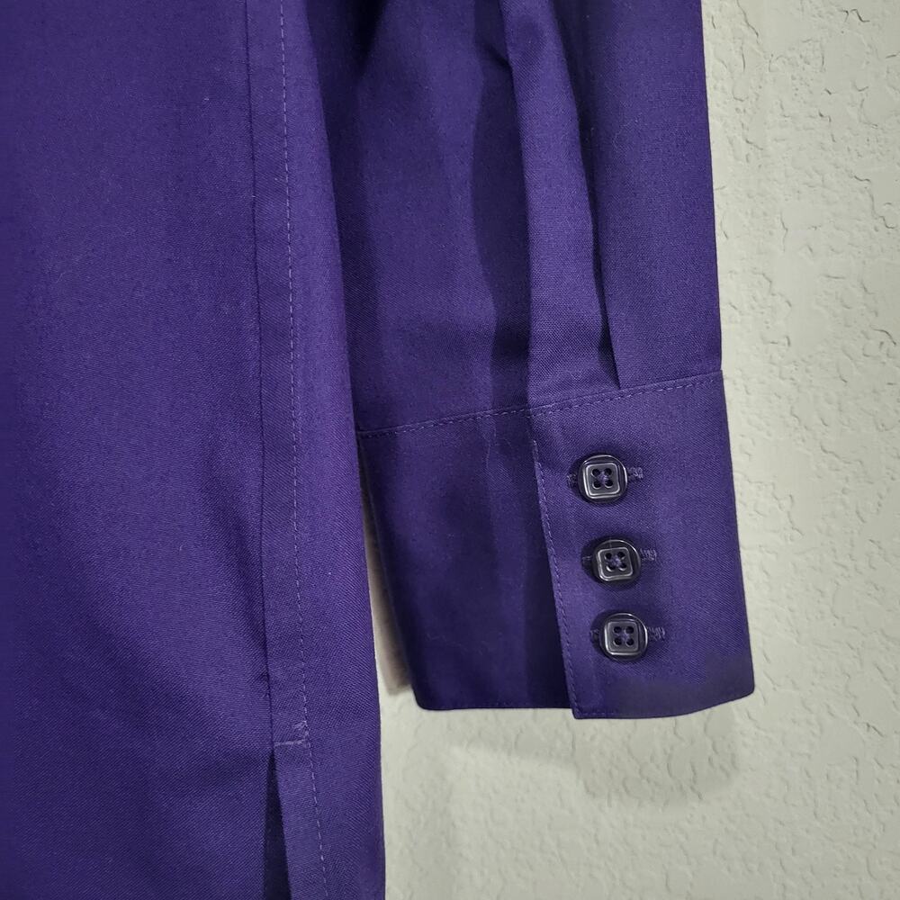 Button Down Shirt Chicos 0 Women Small 4 Purple Long Sleeve Cotton Tunic Length - Picture 6 of 11